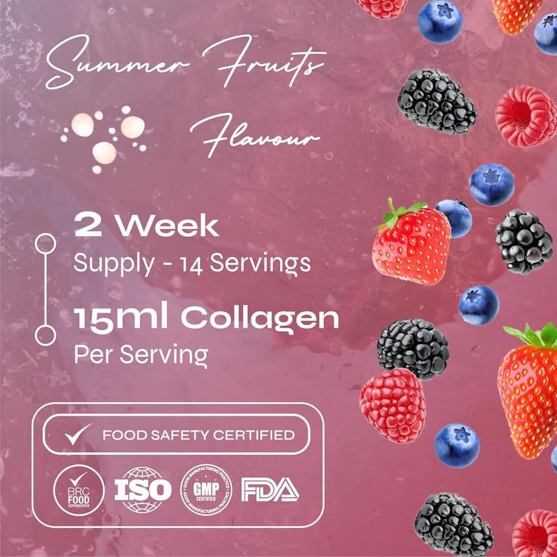 Known Advanced Hydrolysed Marine Collagen Liquid Sachets - 5000mg Collagen, Vitamin A, C - Skin Support - Natural Summer Fruits Flavour - 14 Sachets