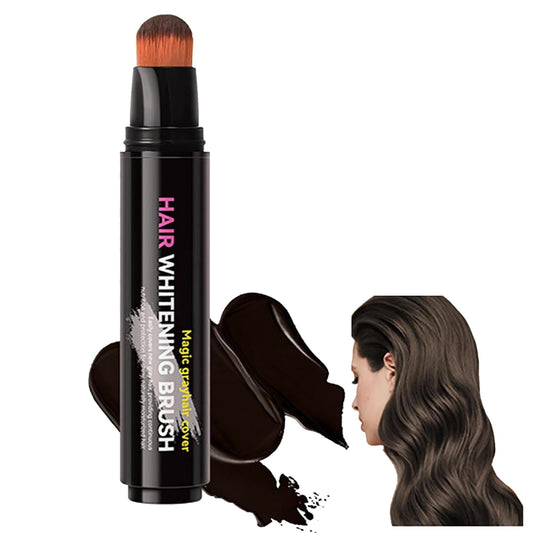 Generic Hair Root Touch Up Stick & Brush – Temporary Hair Dye Pen for Grey Coverage, Natural-Looking Root & Beard Touch Up, Easy to Use, Travel-Friendly, for Men & Women (Black Brown）