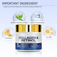 Chenkxin Retinol Collagen Cream for Face,Anti-Aging Retinol Cream Anti-Wrinkle Reduce Fine Lines Lifting and Firming Cream 24-Hour Facial Care Suitable For Most Skin Types 60g