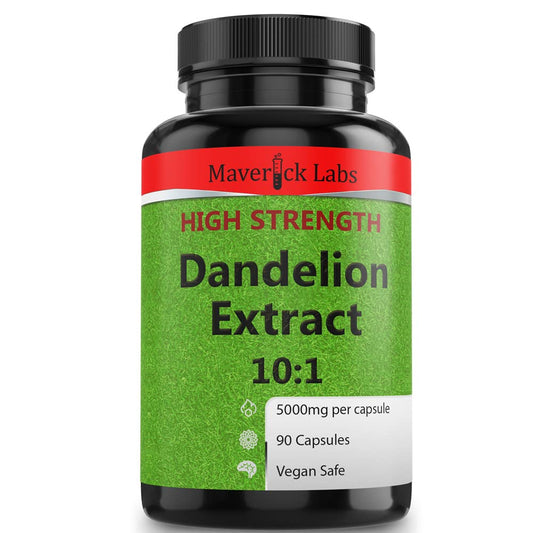 SupaMale High-Strength Dandelion Extract Capsules (10:1) 5,000mg Per Capsule - 90 Per Bottle, Vegan Safe, UK Manufactured