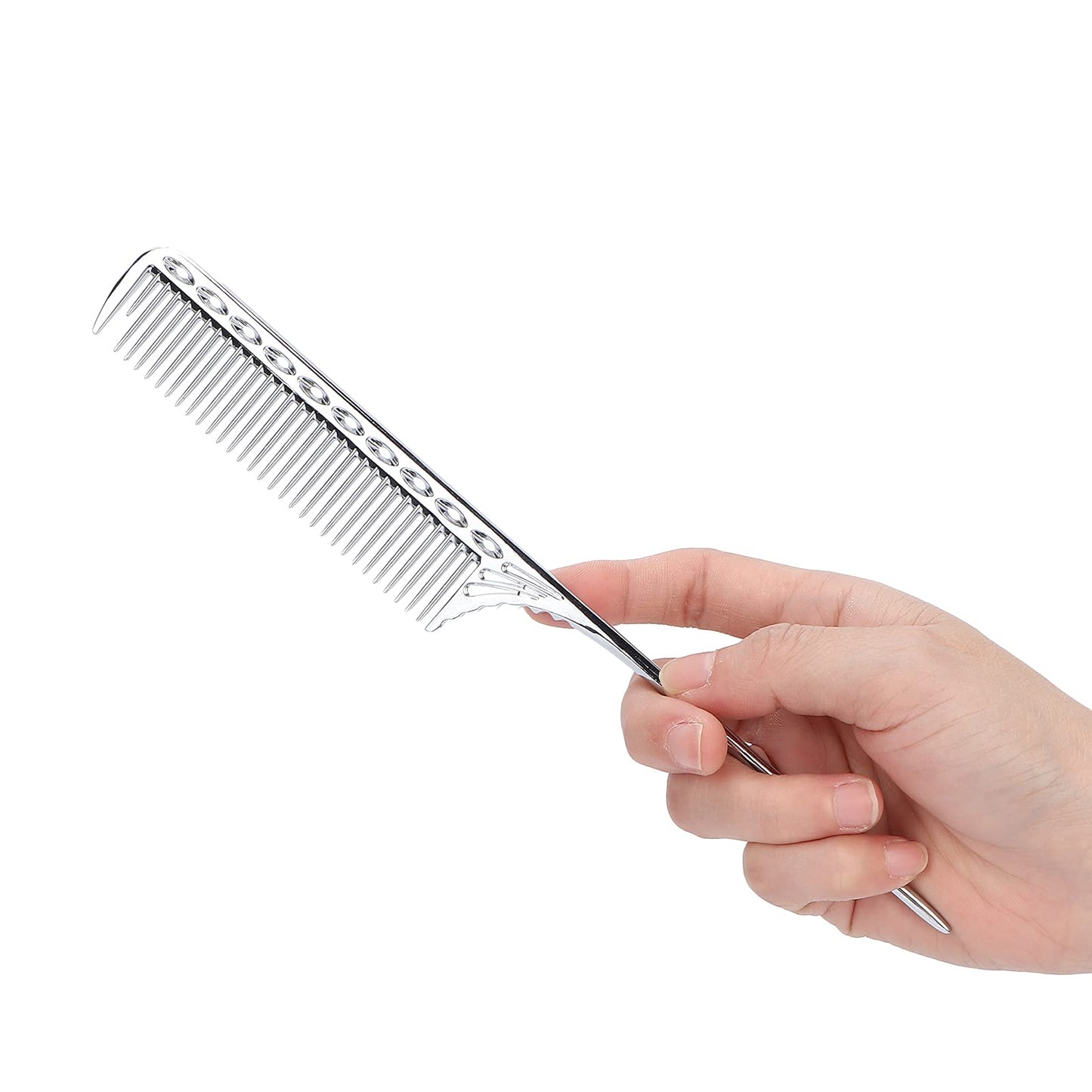 FILFEEL Hair Comb, Professional Rat Tail Hair Comb Salon Hairdressing Styling Comb Barber Aluminum Metal Comb (Silver)