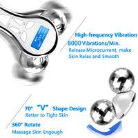 Amirce 4D Microcurrent Face Massager Roller,Electric Rechargeable Face Lift Roller Arms Legs Massager for Skin Care Facial Massager Tool