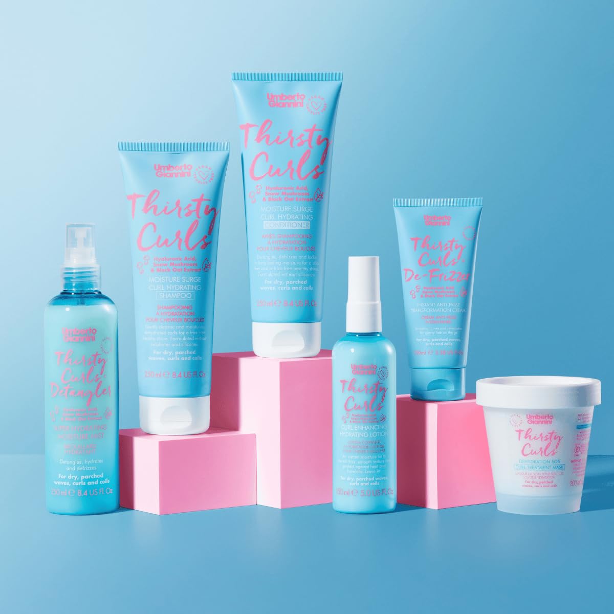 Umberto Giannini Thirsty Curls De-Frizzer Instant Anti-Frizz Transformation Cream 100ml - Vegan Curl Cream For Dry and Dehydrated Hair