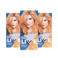 Schwarzkopf LIVE Pretty Pastels Semi-permanent Peach Copper Hair Dye, Lasts Up To 8 Washes - Perfect Peach P122 (Pack of 3)