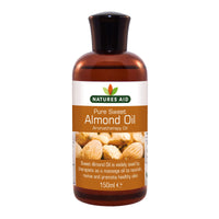 Natures Aid Sweet Almond Oil 150ml – 100% Pure Massage Aromatherapy Oil for Dry Sensitive or Irritated Skin – Vegan, Non-GMO, Gluten-Free – Hydrates, Soothes, Nourishes – Natural Skincare – Pack of 1