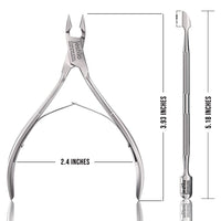 Jestilo Cuticle Remover Tool Set with Cuticle Cutter and Cuticle Pusher - Stainless Steel Professional Cuticle Nipper and Pusher Nail Care Tools for Salon and Level Mani-Pedi at Home (Silver)