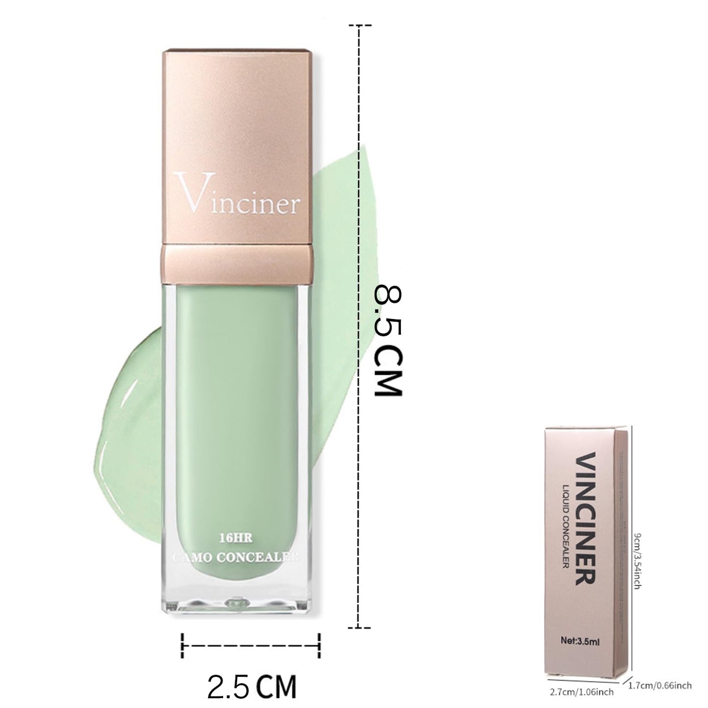 HAORQEE Green Concealer for Redness, Colour Corrector Liquid Concealer, Hydrating Concealer for Dark Circle, Redness, Dullness, Long Lasting Full Coverage Concealer Face Brightener Foundation Liquid Stick