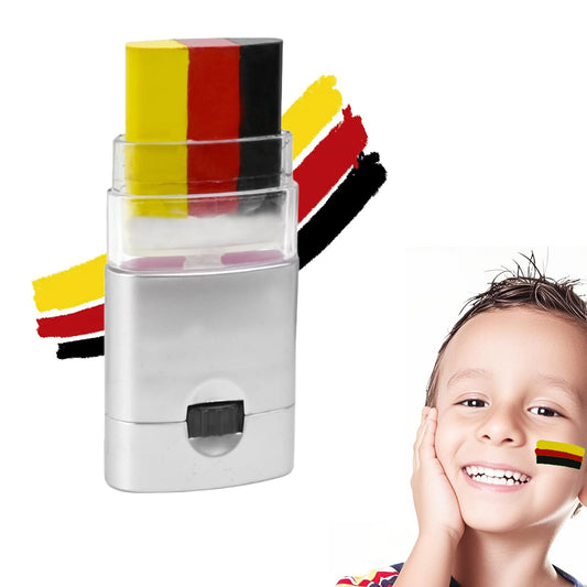 NoraGlaze 3 Color Flag Face Paint Stick – Waterproof Sweatproof Patriotic Crayons – Twist-Up Face Painting Stick for Football Fans National Events Easy Apply Skin Safe Long Lasting Colors