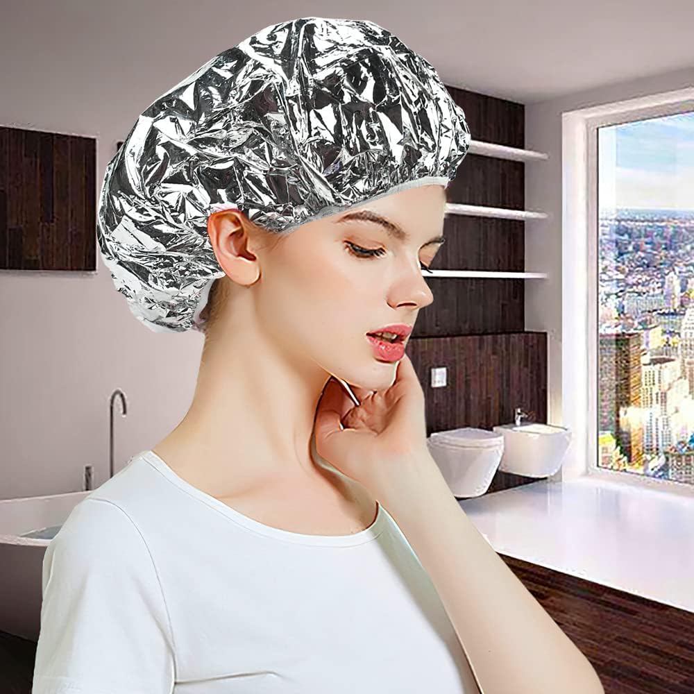 LATRAT Pack of 2 Aluminium Foil Caps for Perm, for Hair, Thermal Salon Hair Cap, Nourishing Waterproof