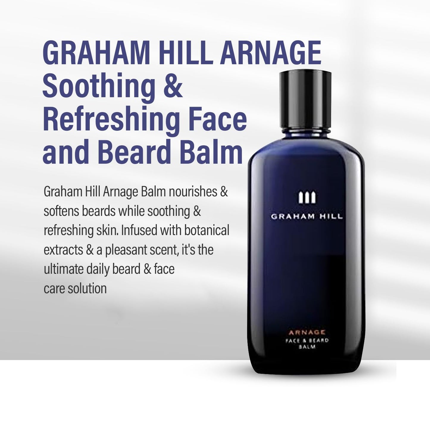 GRAHAM HILL Arnage Soothing & Refreshing Face and Beard Balm for Men, 200ml - Beard Balm, Men's Face Moisturizer, Vegan Beard Moisturiser for Men with Panthenol, Jojoba Oil & American Cuckoo Flower