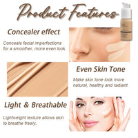 FPNNZ Face Foundation, Full Coverage Foundation, Liquid Foundation Soft Matte, Lightweight Feel Oil-Control Concealer, Long Lasting, Waterproof, Sweat and Transfer Resistant (03#)
