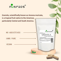 Nutrics® GRAVIOLA Fruit 500mg 90 V Capsules -1 Month Supply - Soursop Suitable for Vegan Vegetarian Halal Kosher