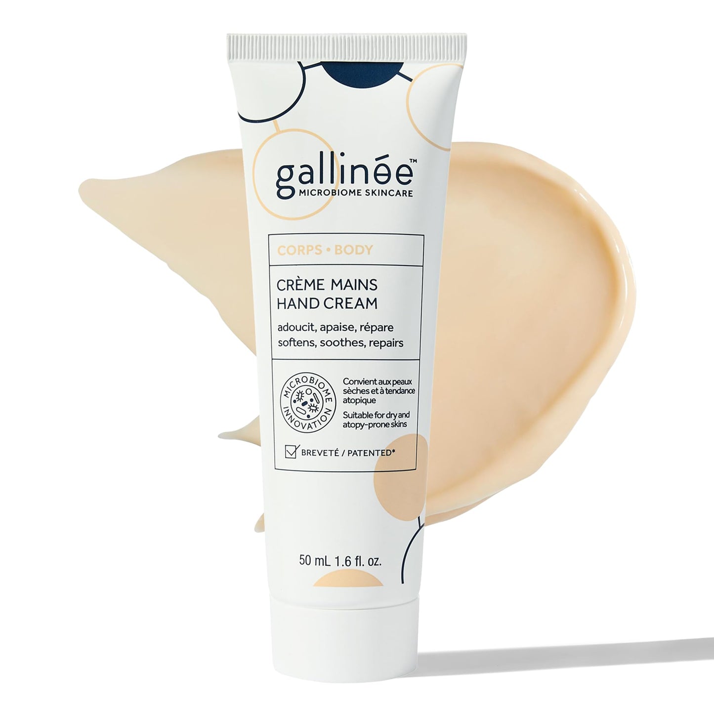 Gallinée - Hand Cream - Nourishing & Non-Greasy Hand Moisturiser for Dry Skin - Made with Prebiotics, Probiotics & Postbiotics - Supports Damaged Skin Microbiome - Made in France - 50 ml