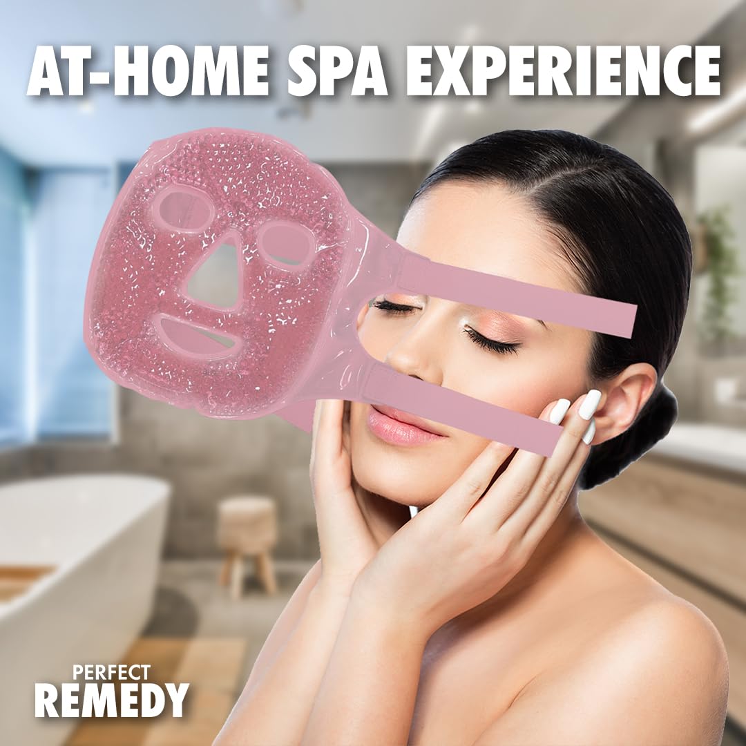 Perfect Remedy Ice Pack Cold Face Eye Masks Reduce Face Puff, Dark Circles, Reusable Cold Hot Gel Face Eye Mask (Pink)