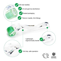 Koi Beauty KOI BEAUTY Derma Roller 1mm - 200 REAL NEEDLE, Professional Microneedling Roller for Hair &Beard Growth at Home, Dermaroller for Face Body Scalp for Women Men, Micro Needling Roller Titanium
