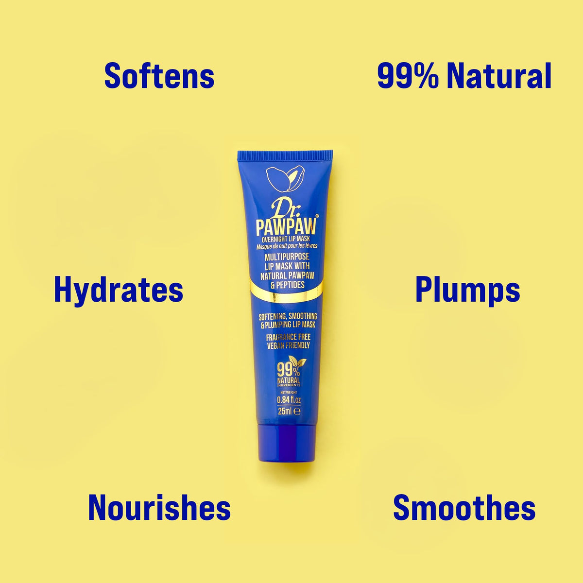 Dr. PAWPAW ORIGINAL BALM Dr.PAWPAW Overnight Lip Mask 25ml, Natural Hydrating Lip Treatment with Pawpaw Aloe Vera Olive Oil and Peptides, Vegan Balm to Smooth and Plump Lips Overnight