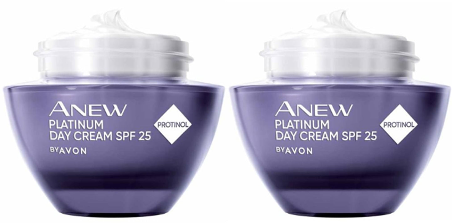 Avon Pack of 2 Anew Platinum Day Replenishing Face Cream SPF25 with Protinol - 50ml