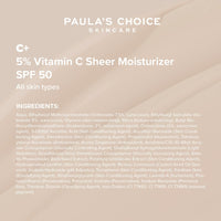 Paula's Choice 5% Vitamin C Moisturiser SPF 50 - Face Day Cream Hydrates & Brightens Skin - Multi-Active Sun Protection - with 3 Types of Vitamin C - All Skin Types - 60 ml