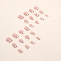 TMUT 24pcs French Tip False Nails Short Square Press on Nails White Edge Nude Pink Stick on Nail Removable Glue-on Full Cover Fake Nail Art Accessories for Women, Variety Pack