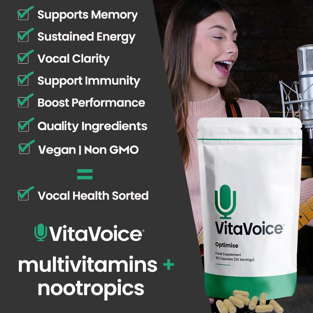 VitaVoice Nootropics & Vitamins | Formulated for Vocal Health, Wellbeing & Mindset | 30 Capsules
