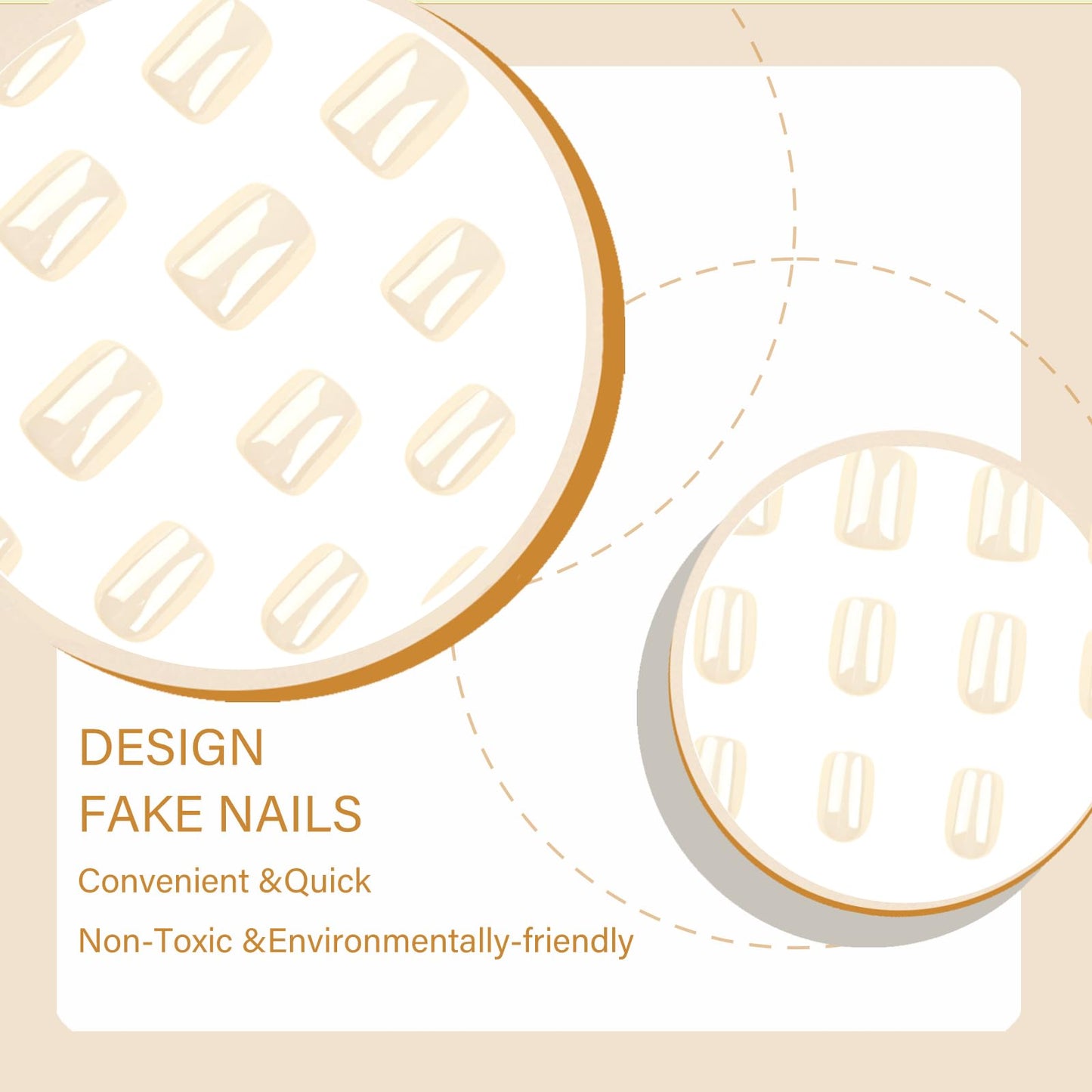 ewku 24Pcs Square Fake Nails French Short, 12 Sizes Full Cover False Nails with glue with Glue Acrylic Nail Kit - Full Cover Glue on Nails for Women Girls Nail Art Manicure Decorations