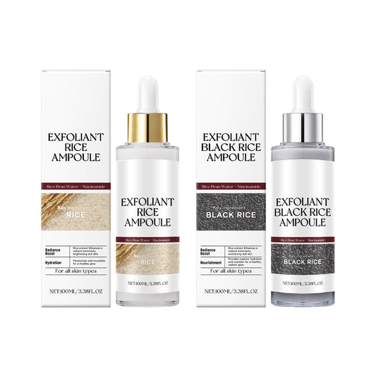 2PCS Peel Shot Glow Rice Ampoule Duo White Rice + Black Rice Ampoule,Face Scrub Exfoliator Pore Minimizer for Face