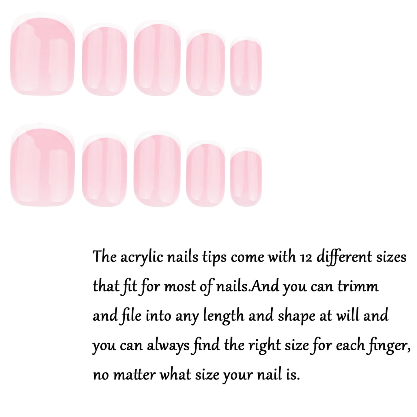 EONFAVE Square Short French False nail - 24Pcs Press on Tips with Glue - White Tip Stick on nail for Women Girls