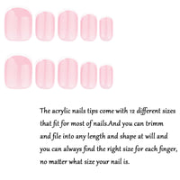 EONFAVE Square Short French False nail - 24Pcs Press on Tips with Glue - White Tip Stick on nail for Women Girls