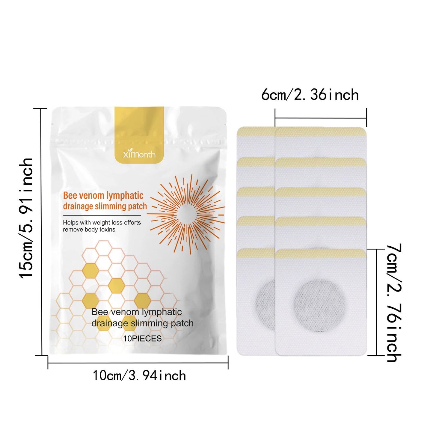 vancauk Bee Venom Patches,Bee Venom Lymphatic Drainage Slimming Patches（30Pcs）