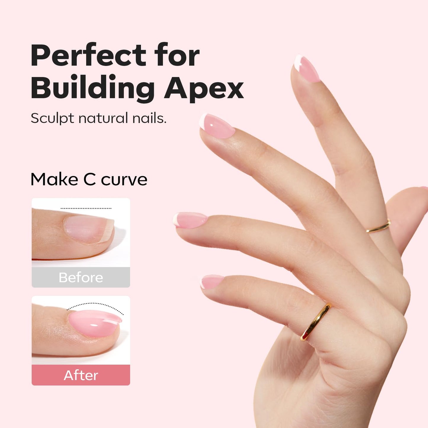 Modelones Nail Builder Gel, Jelly Pink Builder for Nails, Hard Gel Nail Strengthener Extension Rhinestone False Nail Tips Glue Gel in a Bottle 15ML