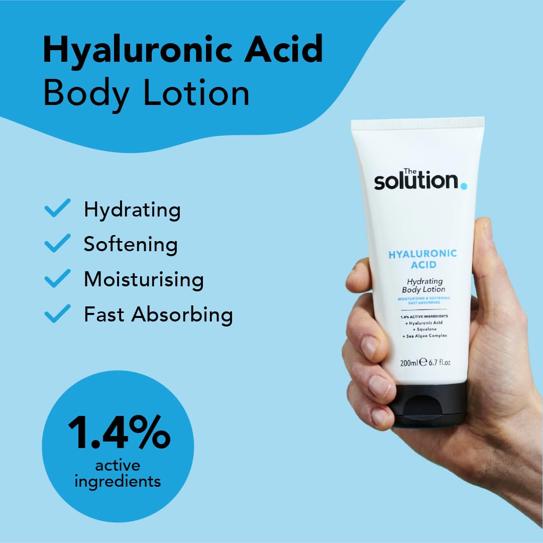 ‎The Solution The Solution Hyaluronic Acid Hydrating Body Lotion (200ml). Hyaluronic Acid Moisturiser with Sea Algae Complex, Night Moisturiser, Day Cream for Body, Vegan & Cruelty Free Womens Moisturiser