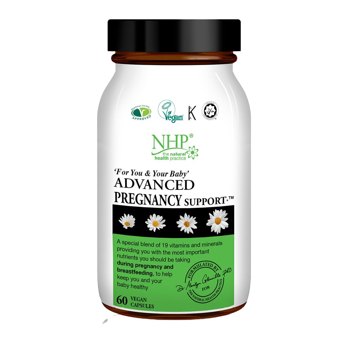 NHP The Natural Health Practice NHP Advanced Pregnancy Support - Multivitamin & Minerals for Healthy Pregnancy - Folic Acid, Iron, B Vitamins, Vitamin D3, Calcium & Magnesium -Vegan, Kosher, Halal - 60 Vegan Capsules