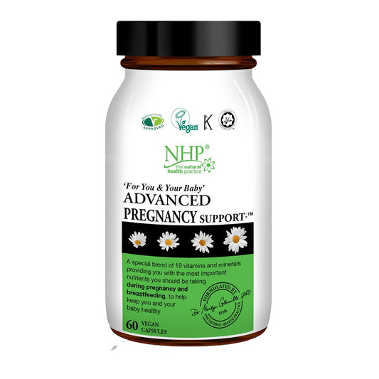 NHP The Natural Health Practice NHP Advanced Pregnancy Support - Multivitamin & Minerals for Healthy Pregnancy - Folic Acid, Iron, B Vitamins, Vitamin D3, Calcium & Magnesium -Vegan, Kosher, Halal - 60 Vegan Capsules