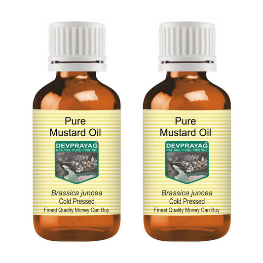 DEVPRAYAG Devprayag Pure Mustard Oil (Brassica juncea) Natural Therapeutic Grade Cold Pressed (Pack of Two) 100ml x 2 (6.76 oz)