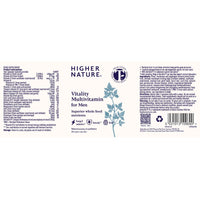 HIGHER NATURE Higher Nature Vitality Multivitamin for Men - True Food® Formula Nutrients from 16 Real Foods - Vegan Multivitamin - One Month Supply of Mens Vitamins - 60 Multi Vitamins Capsules