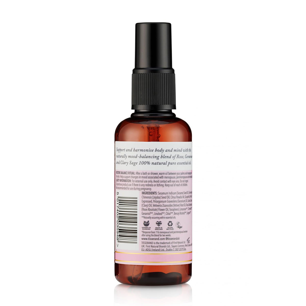 Tisserand Aromatherapy - Restore Balance Body Oil - Perimenopause, Menopause & Menstruation Support for Women - Rose, Clary Sage & Geranium - 100% Natural Essential Oils - 100ml