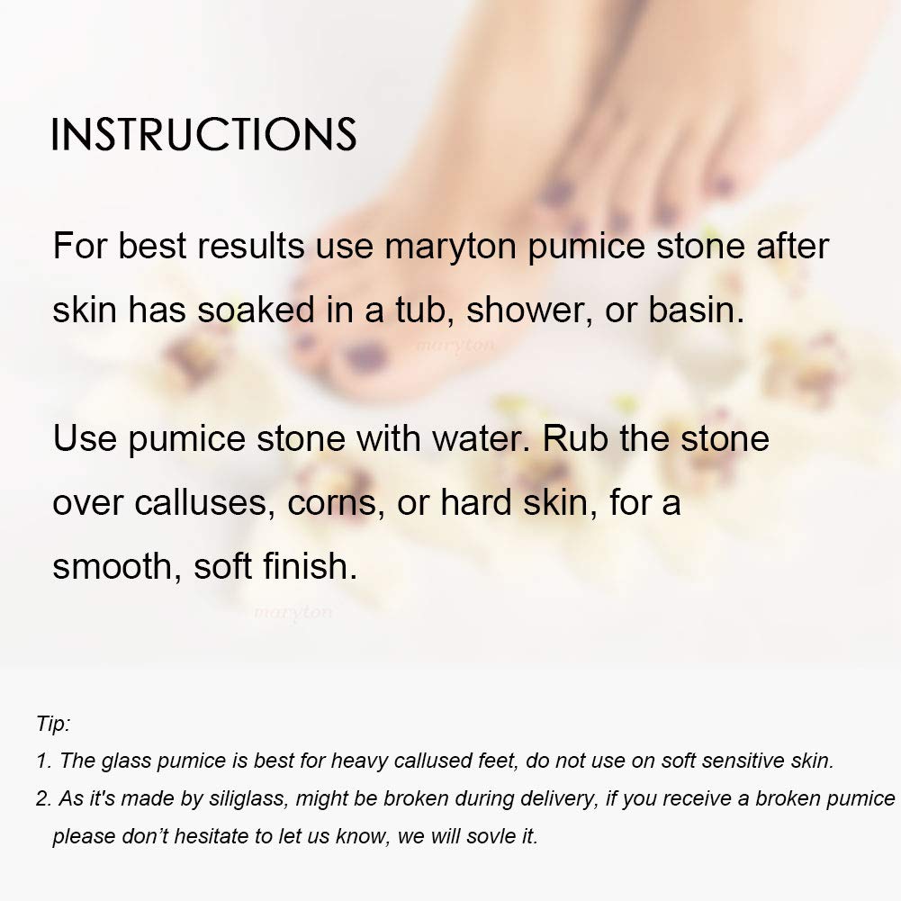 MARYTON Maryton Pumice Stone for Feet, 100% Siliglass Double Sided Pedicure Tools, Callus Remover, Exfoliates & Smooths Skin