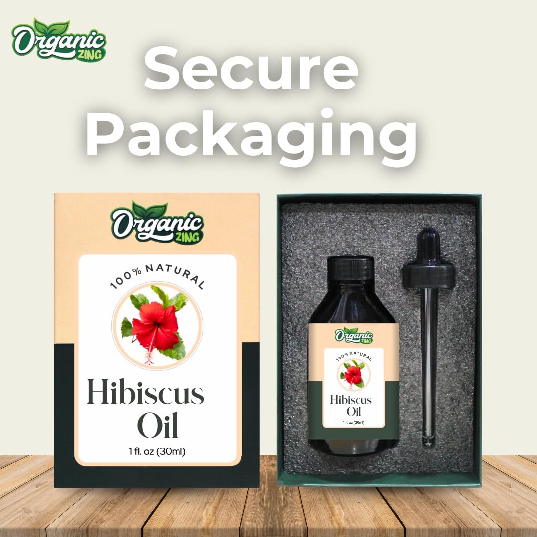 ORGANIC ZING Organic Zing Hibiscus (Rosa sinensis) Oil | Pure & Natural Essential Oil for Skincare, Hair Care & Massage- 30ml/1.01fl oz