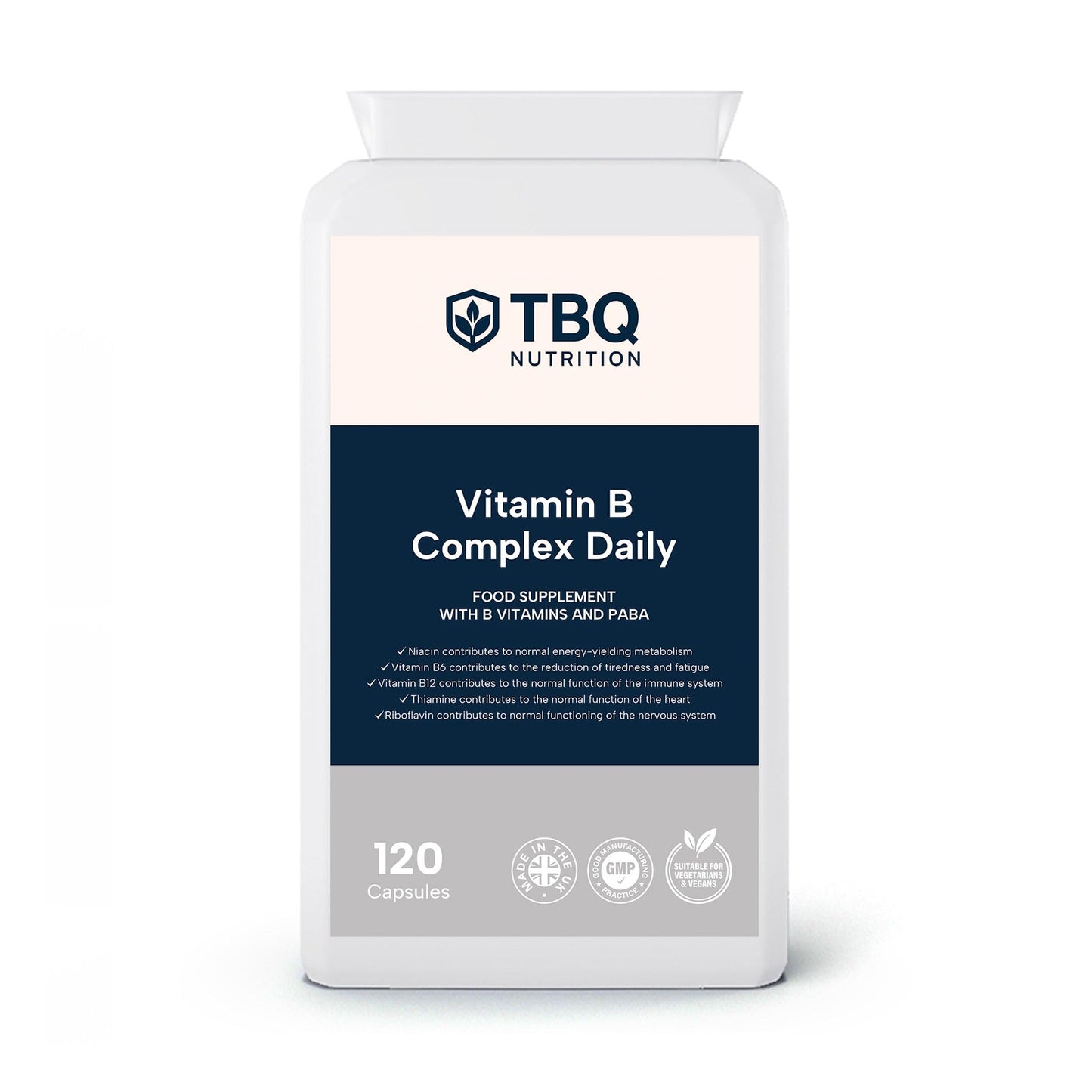 TBQ Nutrition Vitamin B Complex | 6 Months Supply | with B1, B2, B3, B5, B6, B7, B9, B12 & PABA | Contributes to Energy, Nervous System Function & Metabolism | UK-Made