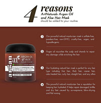 Artnaturals ArtNaturals Argan Hair Mask – (8 Fl Oz / 236ml) – Deep Conditioner Treatment - Organic Jojoba Oil, Aloe Vera, Keratin - Repair Dry, Damaged, Color Treated, Natural Hair Growth - Sulfate Free