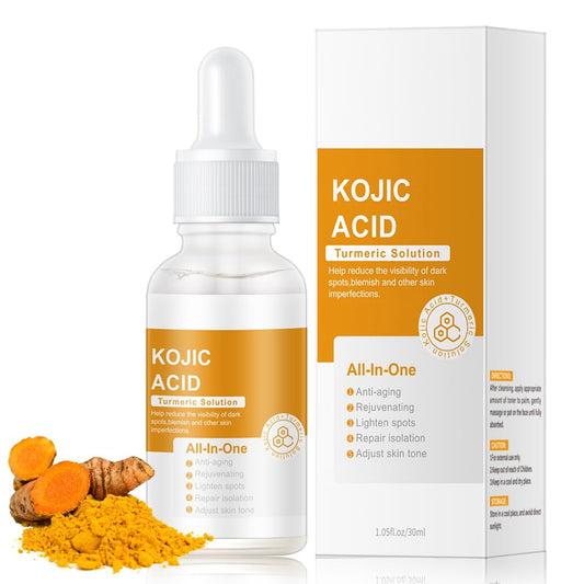 YUYUE-YY Kojic Acid Turmeric Oil Serum Face, Turmeric Oil Face Serum Enriched with Turmeric, Aloe Vera, Seaweed and Goji Berry Extracts to Illuminate Skin Tone, Anti-Aging, Skincare for Man & Women