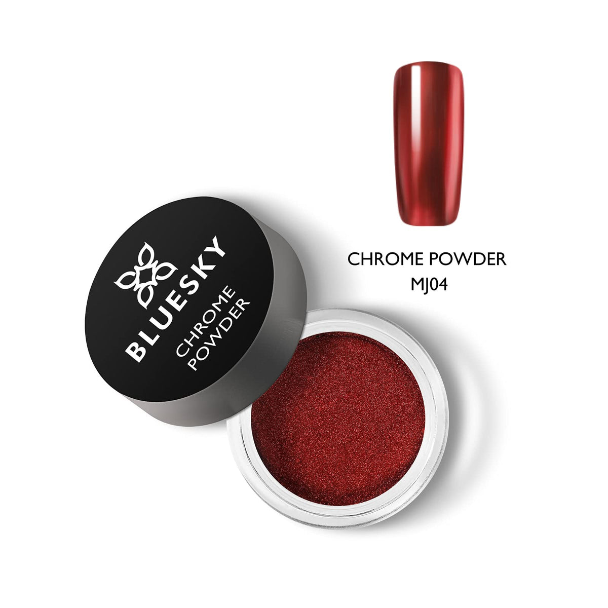 BLUESKY Bluesky Chrome Nail Powder Kit With Applicator Brush Metallic Gel Nail Art Red 5g