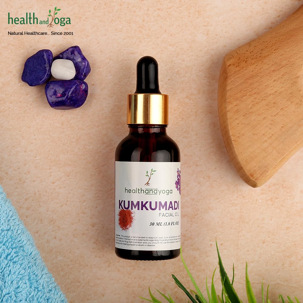 HEALTHANDYOGA HealthAndYoga Kumkumadi Face Glow Oil - 100% Ayurvedic - Boosts glow & brightens Skin - Anti-Aging - Reduces dark spots, pigmentation - For all Skin types - 30 ml