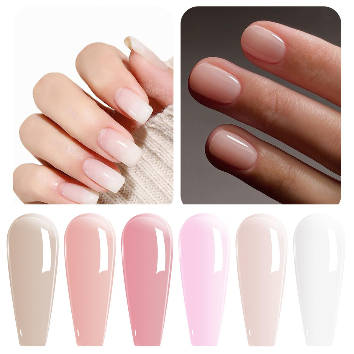 Vishine Nude Gel Polish Kit, Sheer Milky Pink Jelly Transparent Gel Nail Polish UV LED Gel Nail gel Polish Varnish Nail Art DIY Saon 6Pcs 8ML
