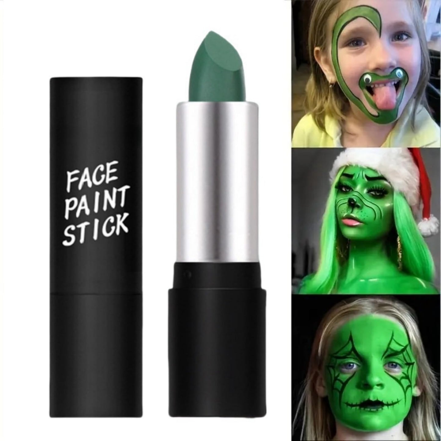 Siyinzu Green Face Body Paint Stick,Green Full Body Paint Makeup Stick For Halloween,High Pigment Gree/n Eye Bod/y Pai/nt Wand,Cream Bod/y Pain/t For Adult,Facepaint Makeup,Gree/n Fac/e Paint Pens