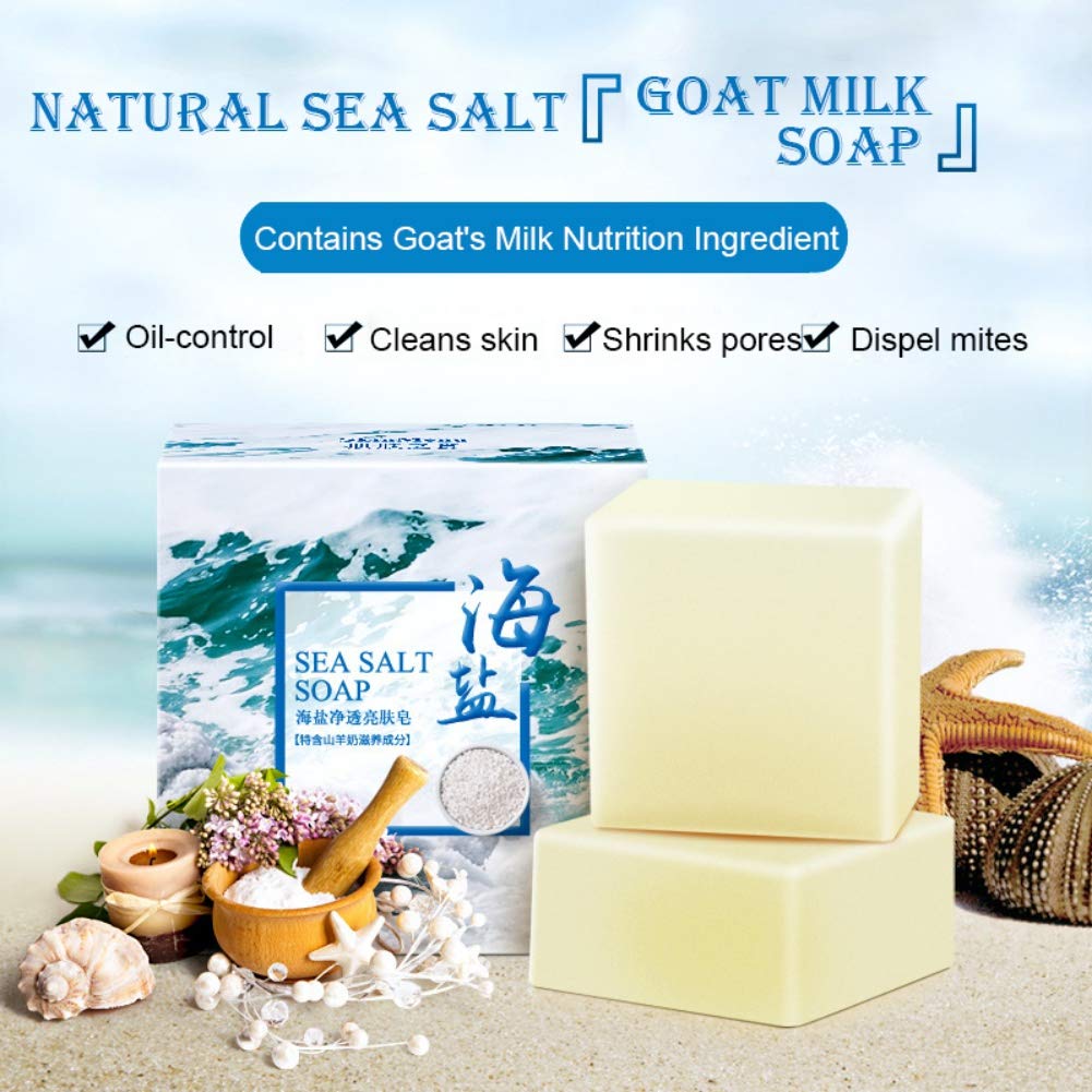 Allbestaye Mite Remove Soap Facial Soap Rich In Sea Salt Quickly Mites Repair Nourish Cleansing One Piece