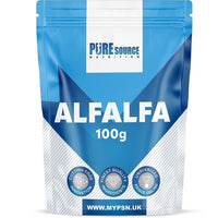 Pure Source Nutrition Organic Alfalfa Powder Support Energy and Stress, Vegan Keto Green Superfood Supergreen Raw Natural Alfalfa Powder Juice Shots by PSN (100g)