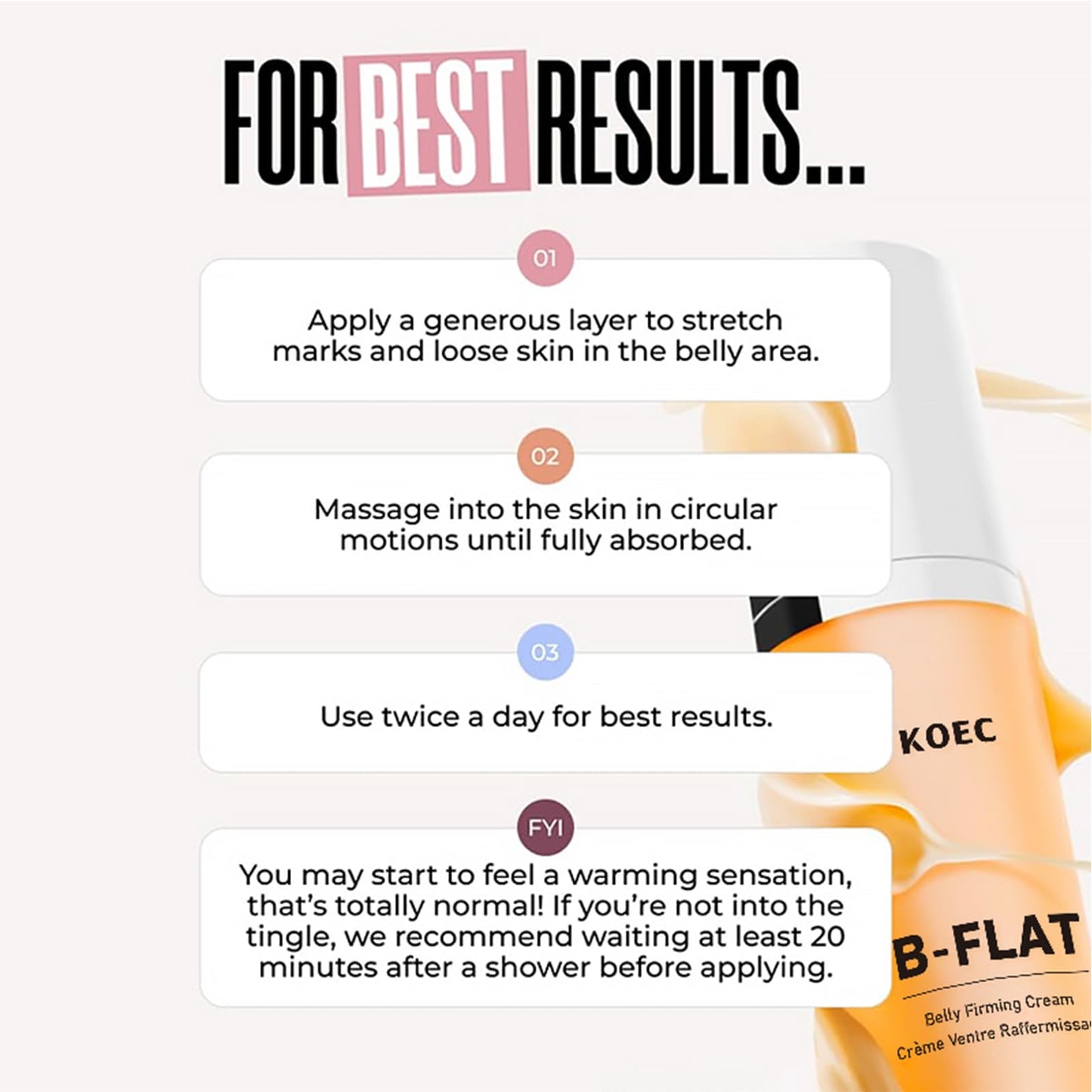 INSKIN B Flat Belly Firming Cream - Skin Firming and Tightening Body Cream Skin Tightening Moisturizing Body Tightening Crea-m for Tummy, Thighs, Arms, Butt - Stretch Mark