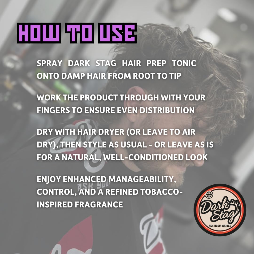 Dark Stag Hair Prep Tonic, Professional Product for Men, Conditions Hair, Enhances Hair, Sprayable Formula, 200ml