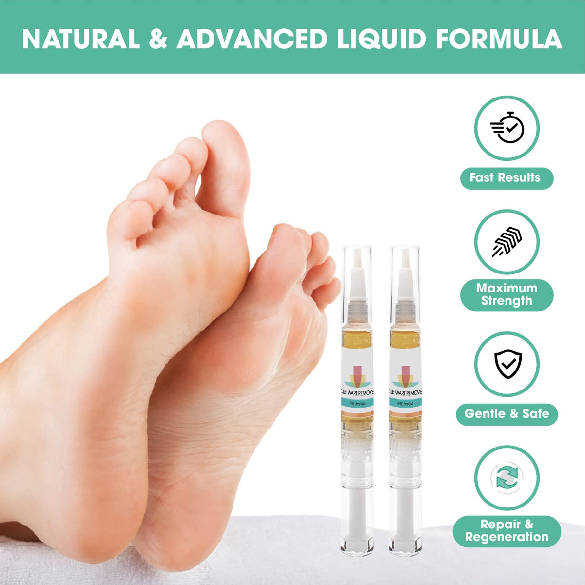 KATIX Wart Remover Fast-Acting and Effect - 2 Pen per Box Suitable for All Skin Types - 2-in-1 Wart & Verruca Treatment, Foot & Hand Wart Strong Remover - Natural & Safe Remover